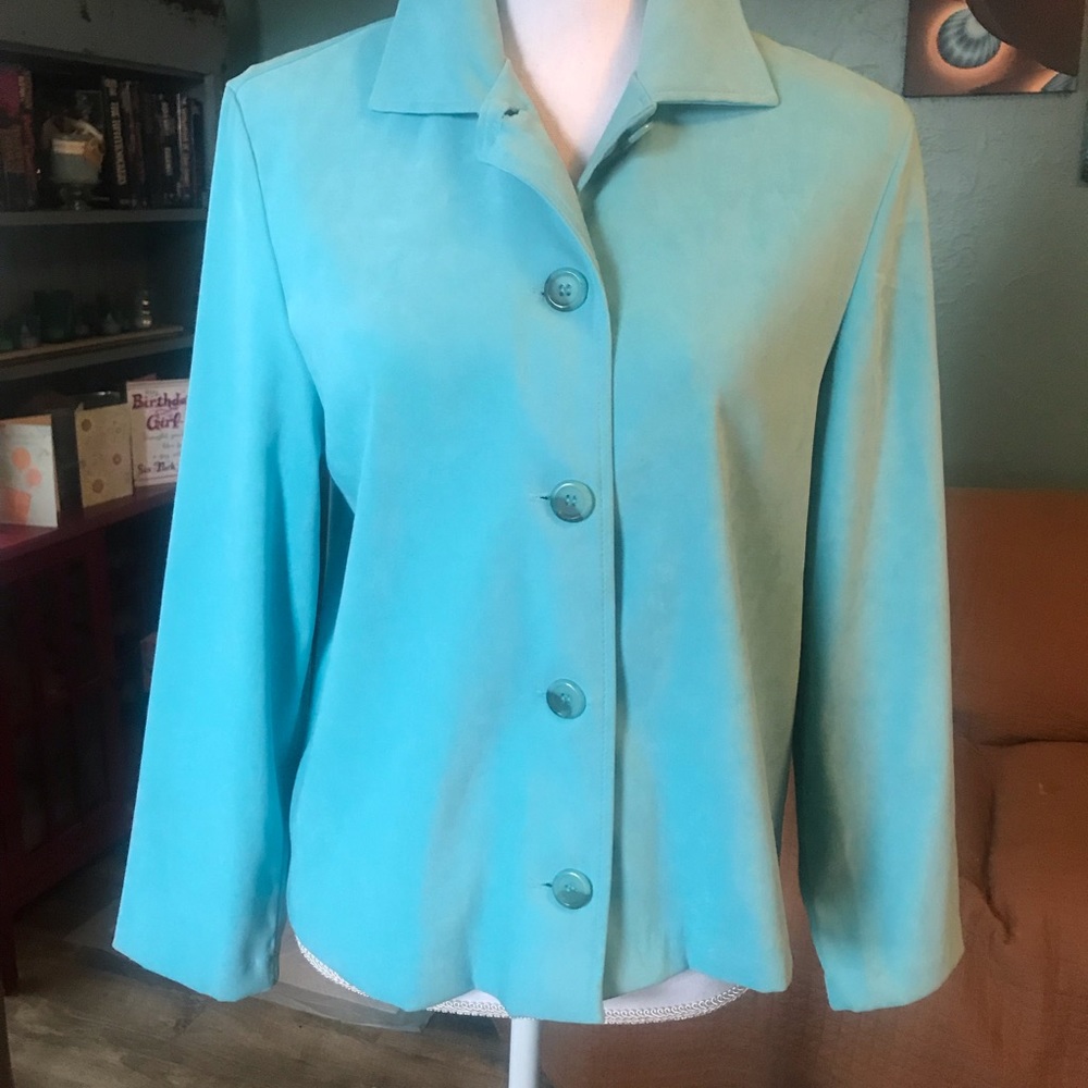 NWOT BEAUTIFUL SKY BLUE FAUX SUEDE JACKET